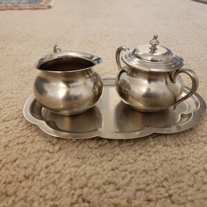 Silver Tray Set With 2 Pots